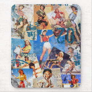 The Kitsch Bitsch : Destroyed Cowgirl Pin-Ups No.1 Mouse Mat