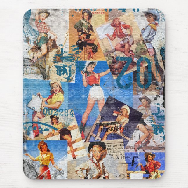 The Kitsch Bitsch : Destroyed Cowgirl Pin-Ups No.1 Mouse Mat (Front)