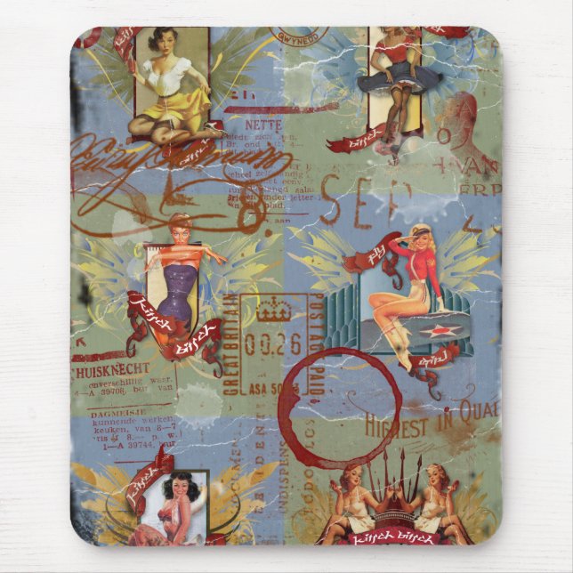 The Kitsch Bitsch:Destroyed Kitsch Bitsch Pin-Ups Mouse Mat (Front)