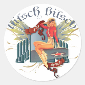 The Kitsch Bitsch : Fly Girl Tattoo Pin-Up Classic Round Sticker