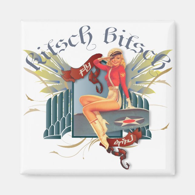 The Kitsch Bitsch : Fly Girl Tattoo Pin-Up Magnet (Front)