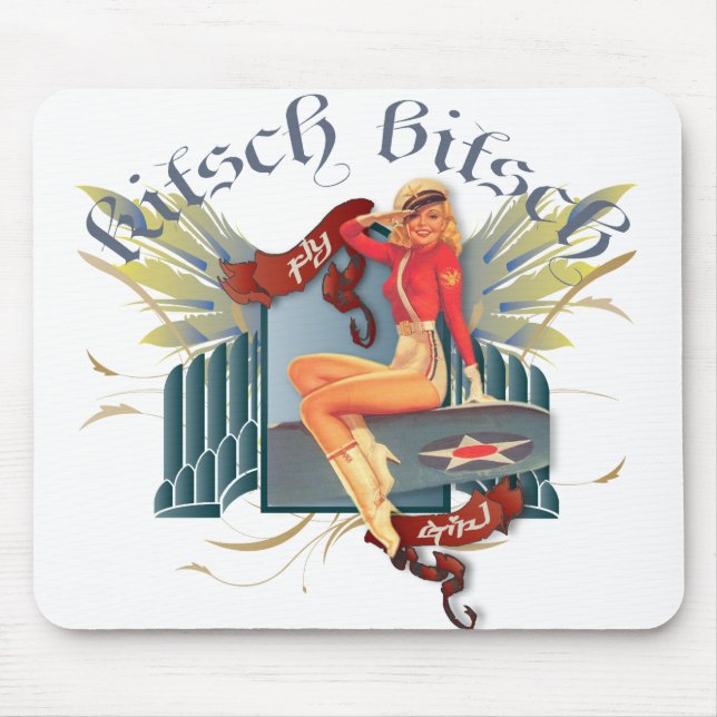 The Kitsch Bitsch : Fly Girl Tattoo Pin-Up Mouse Mat (Front)