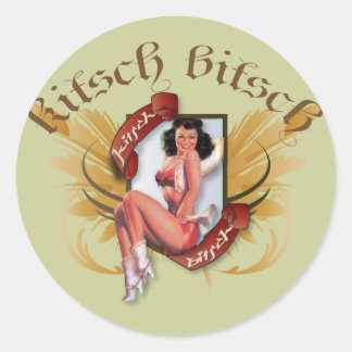 The Kitsch Bitsch :Kowgirl Kitsch Tattoo Pin-Up Classic Round Sticker