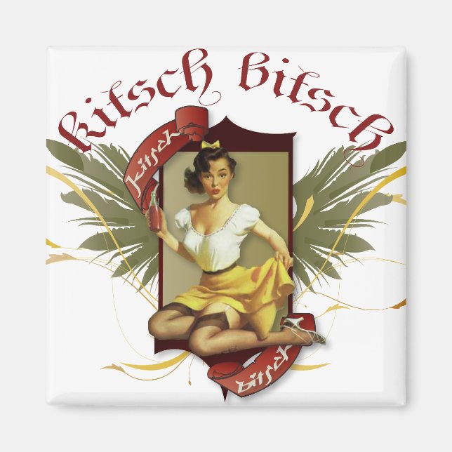The Kitsch Bitsch : Soda Girl Retro Tattoo Pin-Up Magnet (Front)