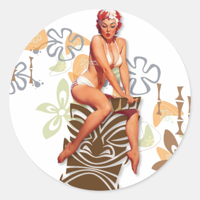 The Kitsch Bitsch : The Tiki Goddess Classic Round Sticker (Front)