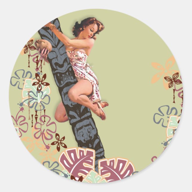 The Kitsch Bitsch : Up A Tiki Tree! Classic Round Sticker (Front)