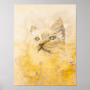 The Kitten in Yellow Print