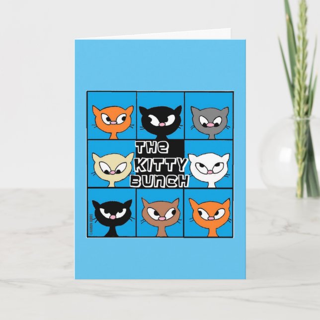 The Kitty Bunch Pop Art Cute Cat Birthday Card (Front)