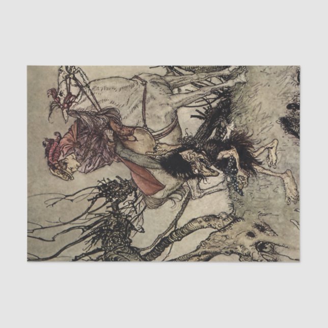 “The Knight and Gnome” by Arthur Rackham Tissue Paper (Front)