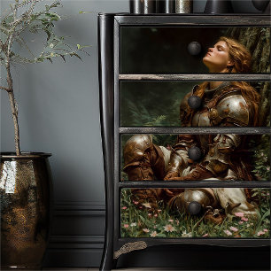 The Knight’s Prayer   Female Warrior in Forest Tissue Paper