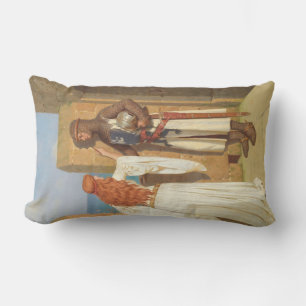 The Knight's Shadow (by Edmund Blair Leighton) Lumbar Cushion