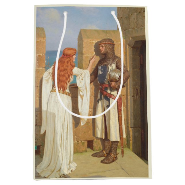 The Knight's Shadow (by Edmund Blair Leighton) Medium Gift Bag (Front)