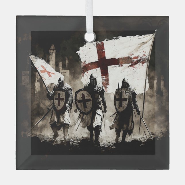 The Knights Templar Enter the Holy City   Glass Tree Decoration (Front)