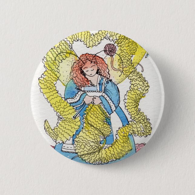 The Knitter 6 Cm Round Badge (Front)