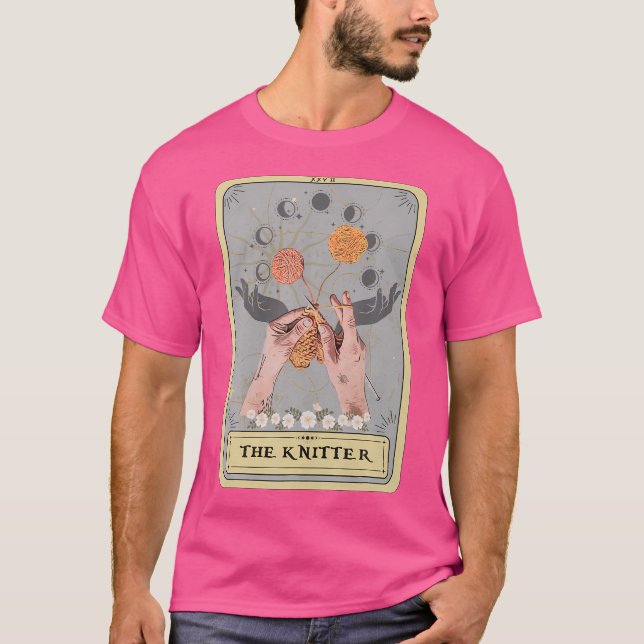 The Knitter Tarot Card  Knitting Yarn Craft T-Shirt (Front)