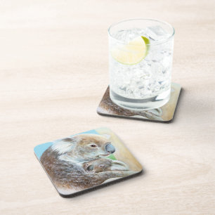 "The Koala cuddle" fine art set of 6 coasters