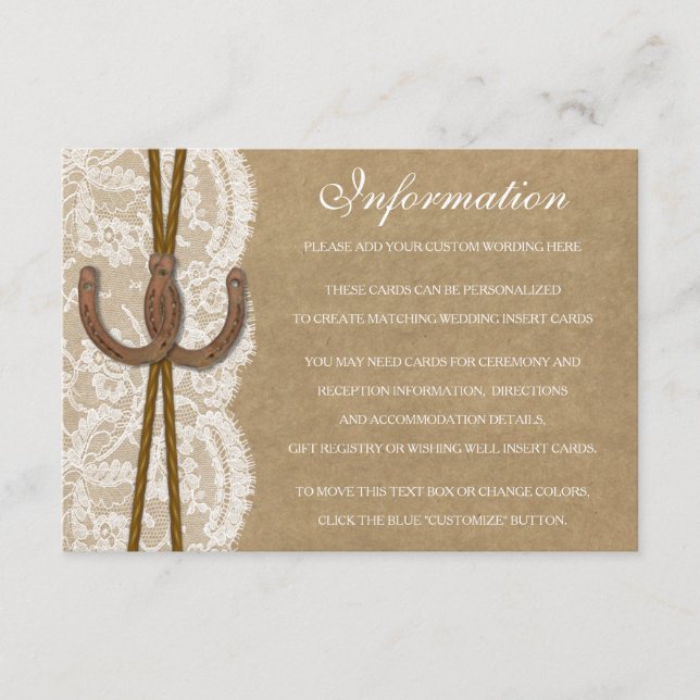 The Kraft, Lace & Horseshoe Collection Detail Card (Front)