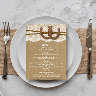 The Kraft, Lace & Horseshoe Collection Menu Card