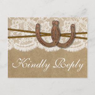 The Kraft, Lace & Horseshoe Collection RSVP Invitation Postcard