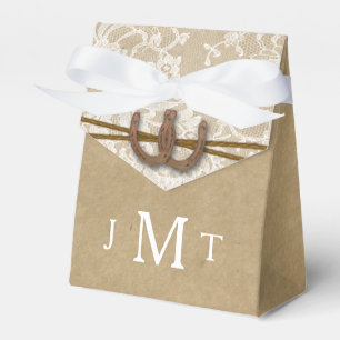 The Kraft, Lace & Horseshoe Wedding Collection Favour Box