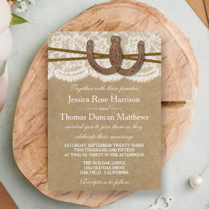 The Kraft, Lace & Horseshoe Wedding Collection Invitation