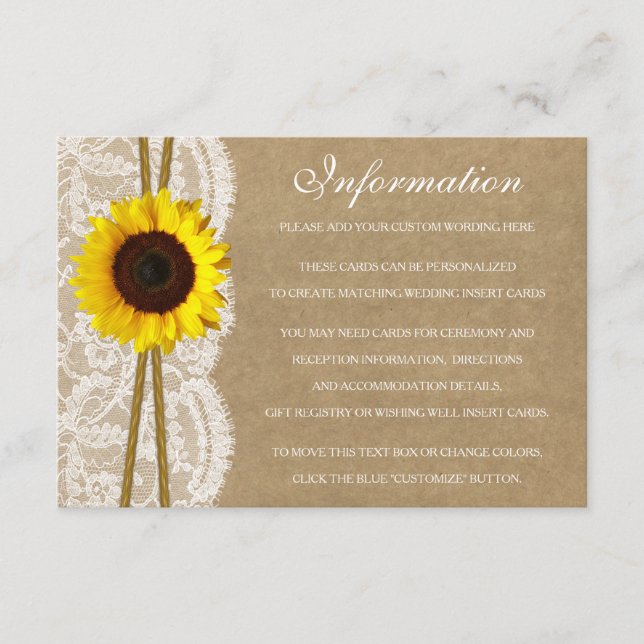 The Kraft, Lace & Sunflower Collection Detail Card (Front)