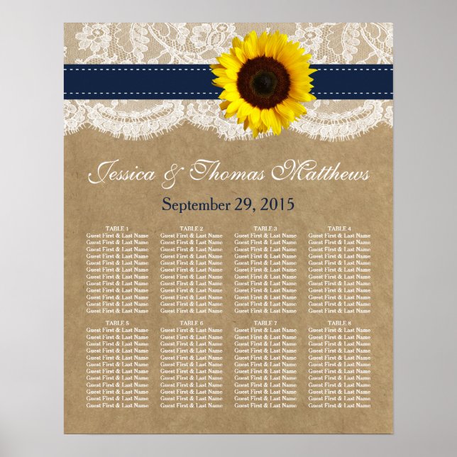 The Kraft, Lace & Sunflower Collection - Navy Blue Poster (Front)