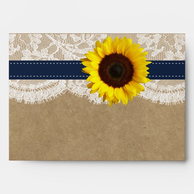 The Kraft, Lace & Sunflower Collection - Navy Envelope (Front)