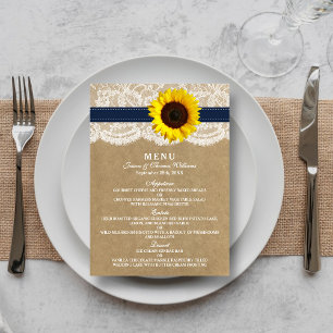 The Kraft, Lace & Sunflower Collection - Navy Menu