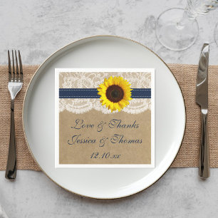 The Kraft, Lace & Sunflower Collection - Navy Napkin
