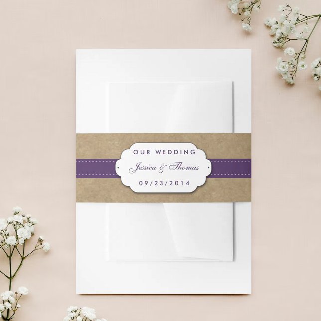 The Kraft, Lace & Sunflower Collection - Purple Invitation Belly Band (Creator Uploaded)