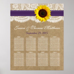 The Kraft, Lace & Sunflower Collection - Purple Poster