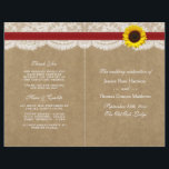 The Kraft, Lace & Sunflower Collection - Red<br><div class="desc">The Kraft, lace and sunflower collection is a stunning design featuring a lovely rustic Kraft paper effect background with a romantic vintage white lace effect trim finished with a stunning sunflower and a red ribbon effect. These programs can be personalised for your special occasion and would make the perfect template...</div>