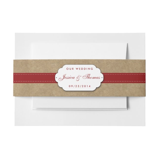 The Kraft, Lace & Sunflower Collection - Red Invitation Belly Band (Front Example)
