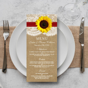 The Kraft, Lace & Sunflower Collection - Red Menu