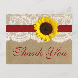 The Kraft, Lace & Sunflower Collection - Red Postcard