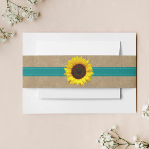 The Kraft, Lace & Sunflower Collection - Teal Invitation Belly Band