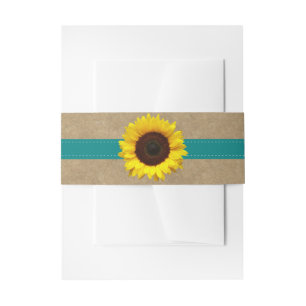 The Kraft, Lace & Sunflower Collection - Teal Invitation Belly Band