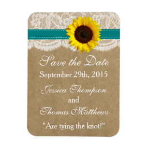 The Kraft, Lace & Sunflower Collection - Teal Magnet