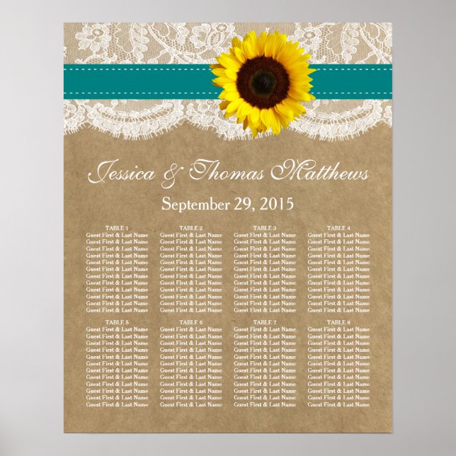 The Kraft, Lace & Sunflower Collection - Teal Poster (Front)