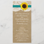 The Kraft, Lace & Sunflower Collection - Teal Programme<br><div class="desc">The Kraft, lace and sunflower collection is a stunning design featuring a lovely rustic Kraft paper effect background with a romantic vintage white lace effect trim finished with a stunning sunflower and a teal ribbon effect. These programs can be personalised for your special occasion and would make the perfect template...</div>