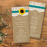 The Kraft, Lace & Sunflower Collection - Teal Programme<br><div class="desc">The Kraft, lace and sunflower collection is a stunning design featuring a lovely rustic Kraft paper effect background with a romantic vintage white lace effect trim finished with a stunning sunflower and a teal ribbon effect. These programs can be personalised for your special occasion and would make the perfect template...</div>