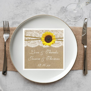 The Kraft, Lace & Sunflower Wedding Collection Napkin