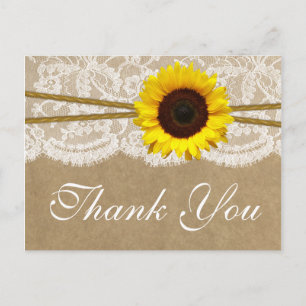 The Kraft, Lace & Sunflower Wedding Collection Postcard