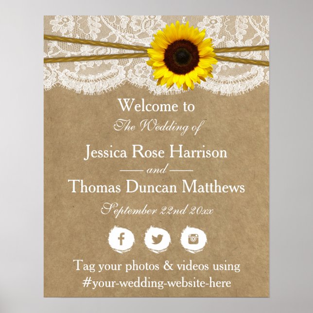 The Kraft, Lace & Sunflower Wedding Collection Poster (Front)