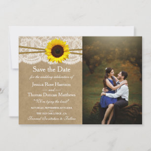 The Kraft, Lace & Sunflower Wedding Collection Save The Date