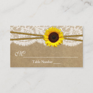 The Kraft, Lace & Sunflower Wedding Escort Cards