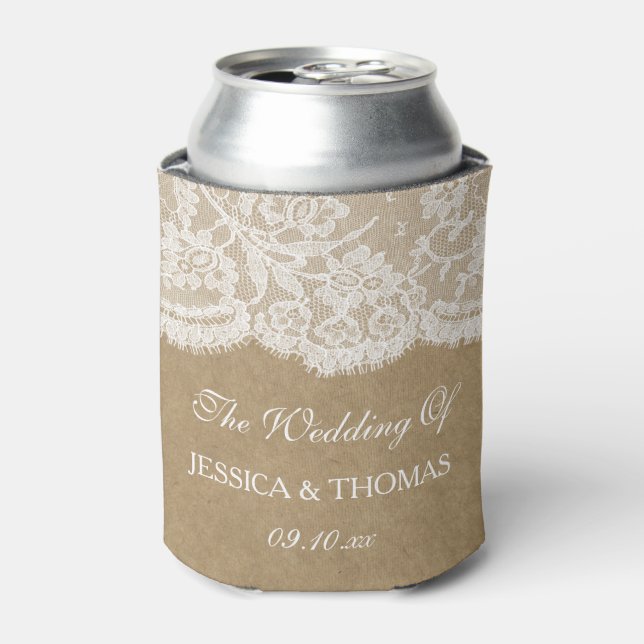 The Kraft & Lace Wedding Collection Can Cooler (Can Front)