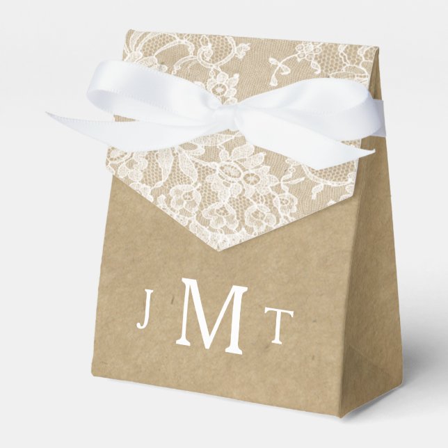 The Kraft & Lace Wedding Collection Favour Box (Front Side)