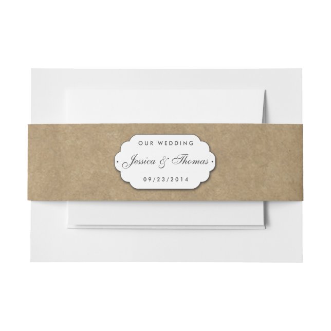 The Kraft & Lace Wedding Collection Invitation Belly Band (Front Example)
